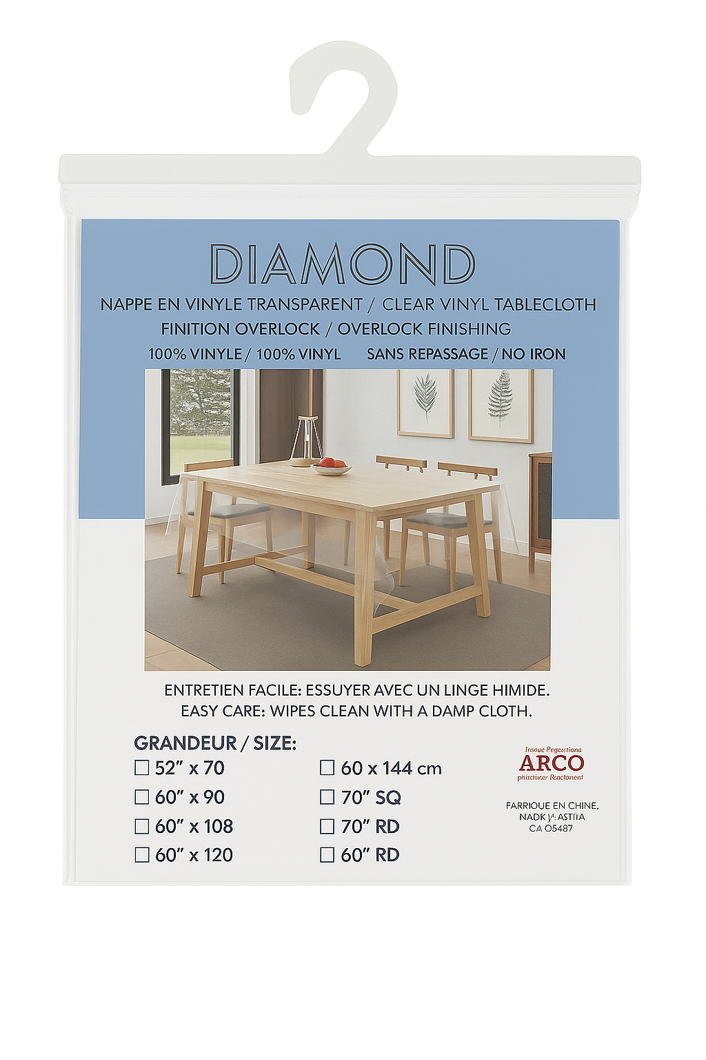 Clear Vinyl Tablecloth ''Diamond''