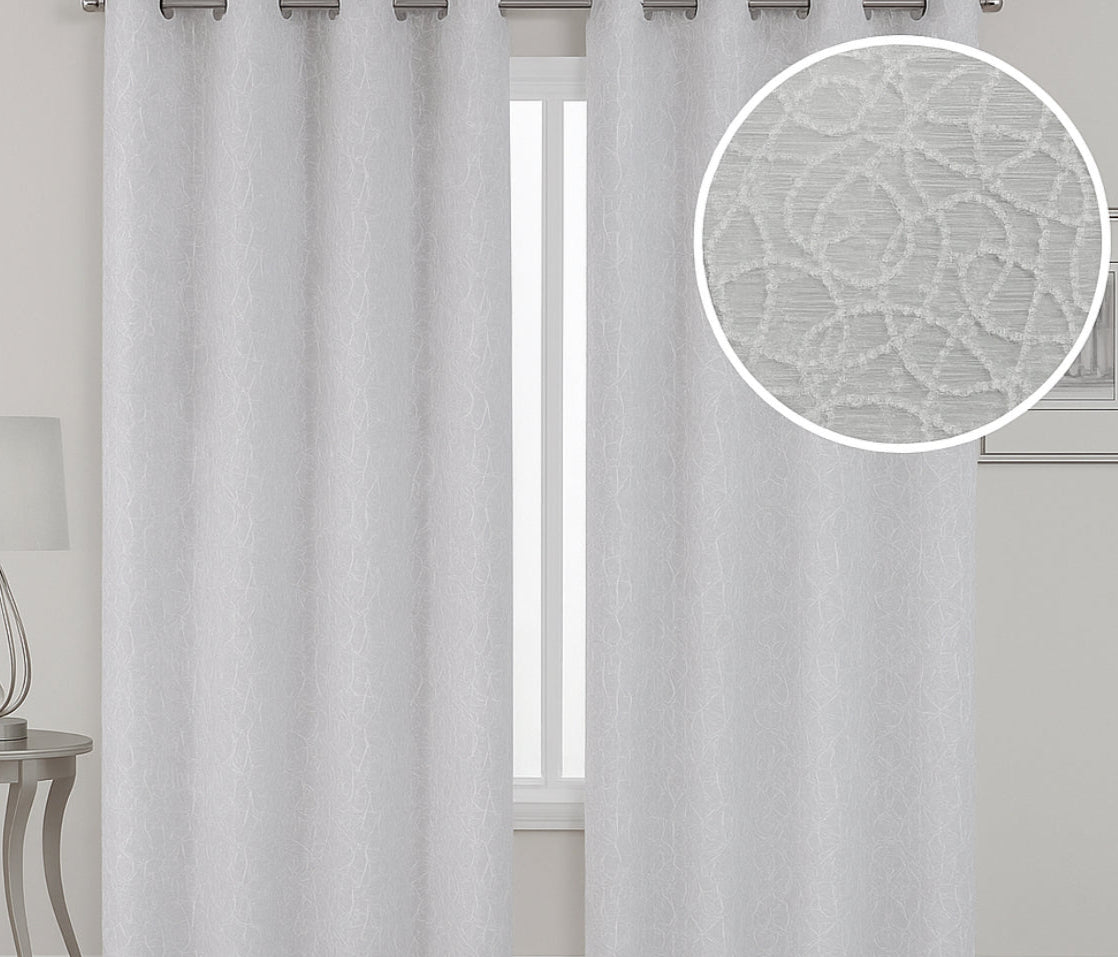 Sydney Silver Sheer Curtain with Embroidery