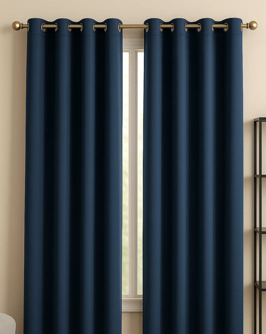 Navy Solid Blackout Curtain