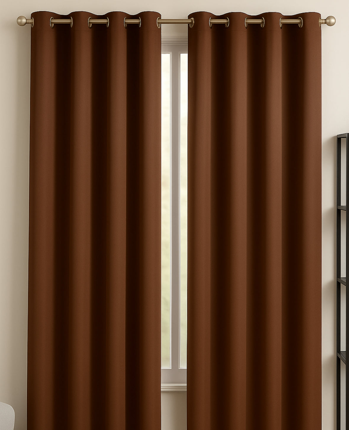 Brown Solid Blackout Curtain