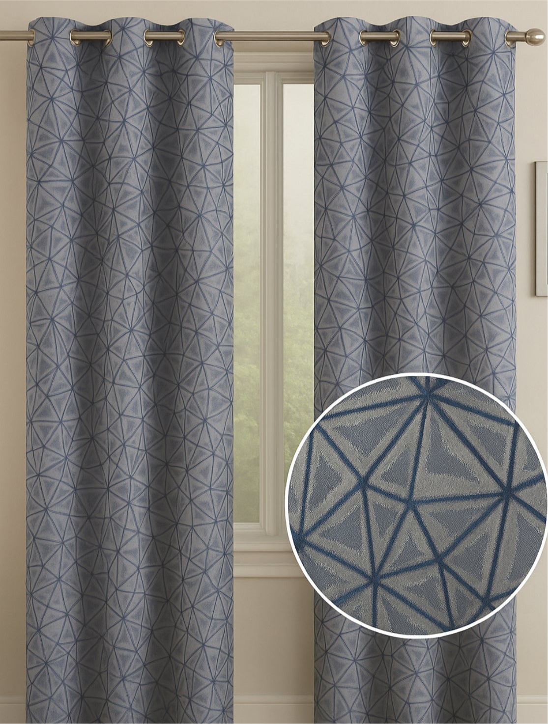 Argentina Jacquard Blue Curtain