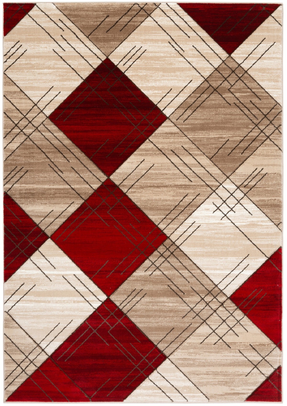 Tapis Ibiza Carving 5036 Crème Rouge