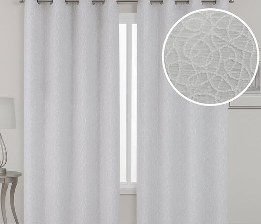 Sydney Silver Sheer Curtain with Embroidery