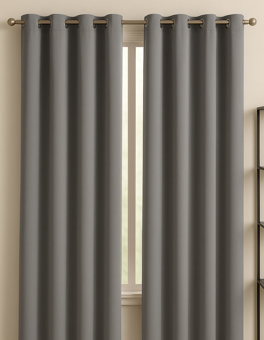Charcoal Solid Blackout Curtain
