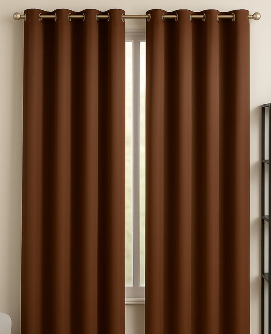 Brown Solid Blackout Curtain